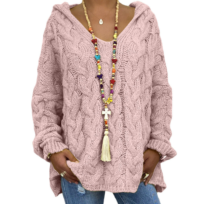 Women's Solid Color Hooded Sweater