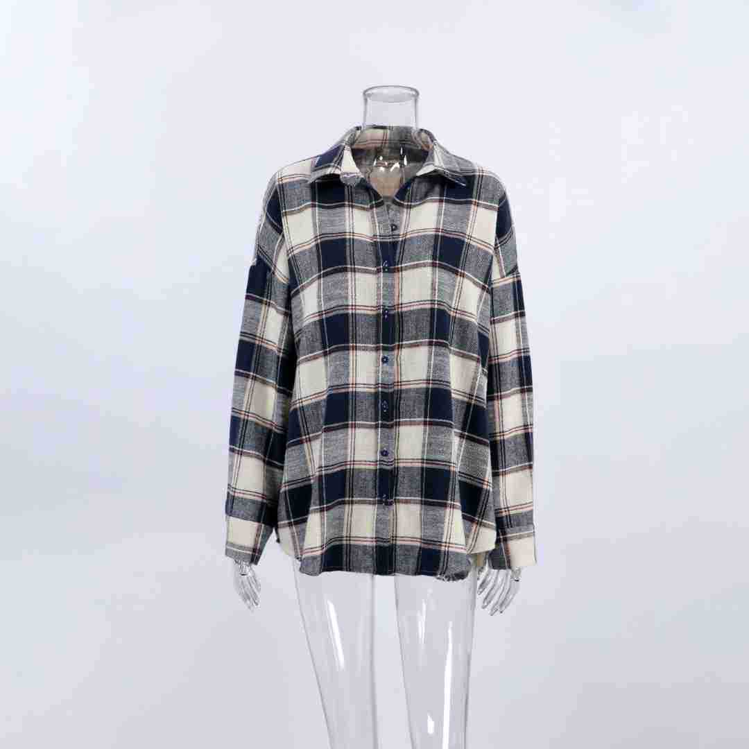 Simple Loose Plaid Shirt