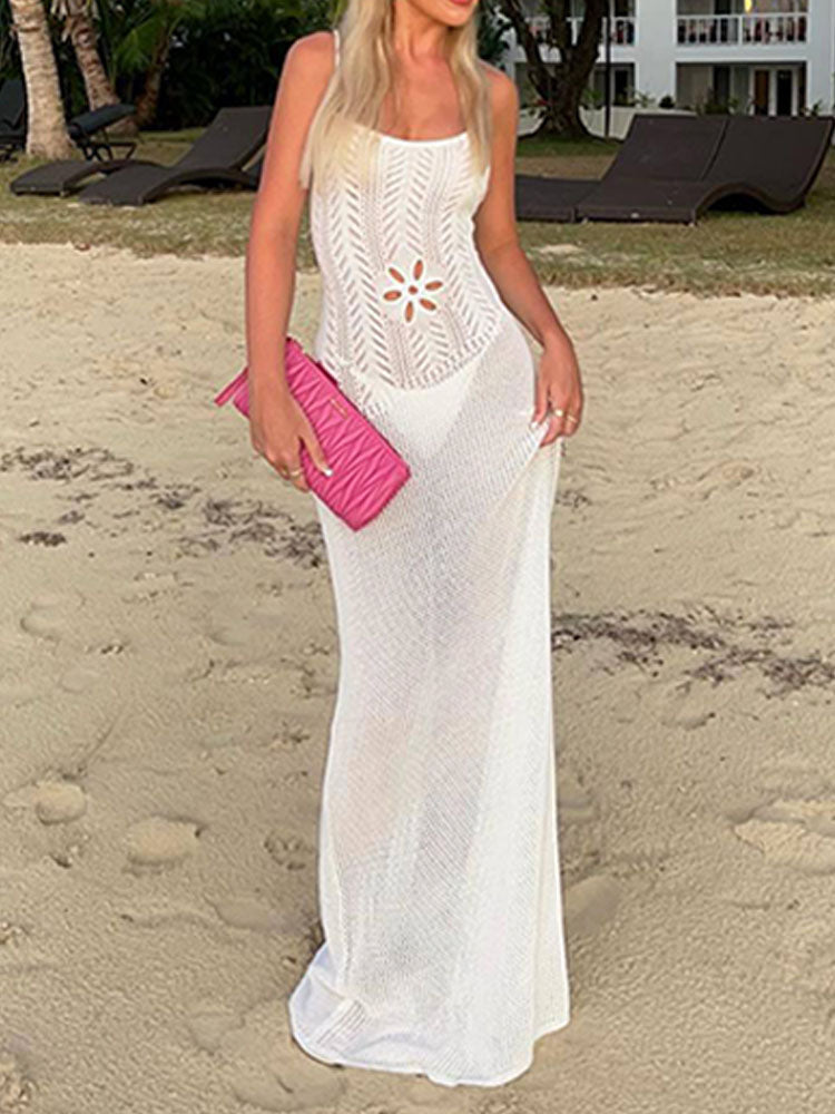 Floral Cutout Slim Knitted Dress