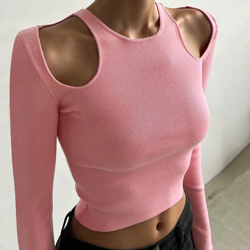 Navel-baring hot girl long-sleeved top