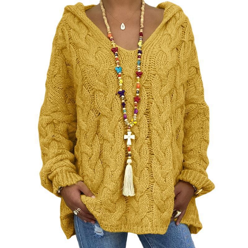 Women's Solid Color Hooded Sweater