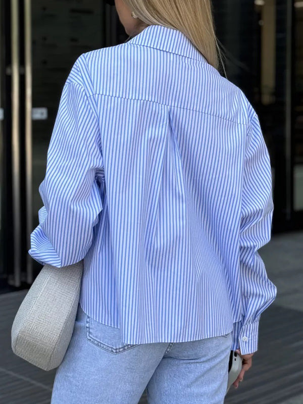Temperament Striped Printed Shirt
