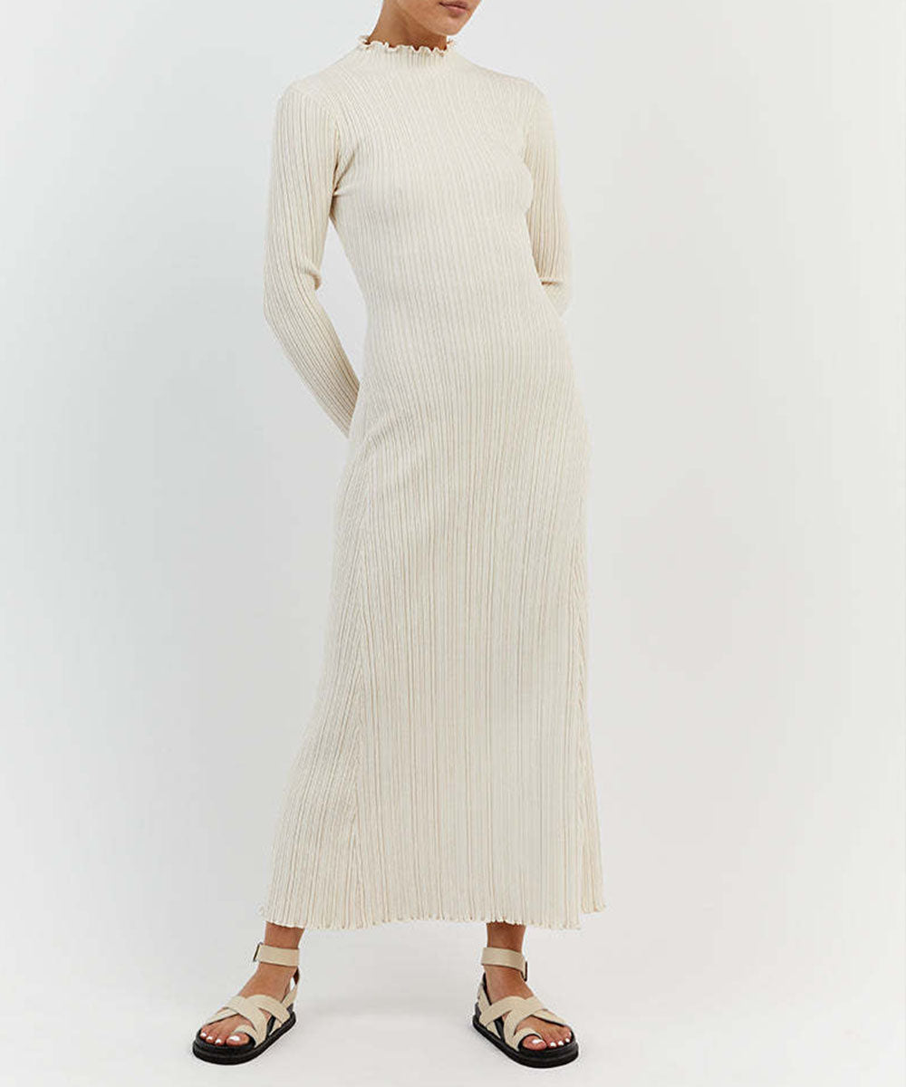 Ruffled Edge Slimming Knitted Dress