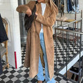 Stylish Lapel Long-Sleeved Double-Breasted Coat
