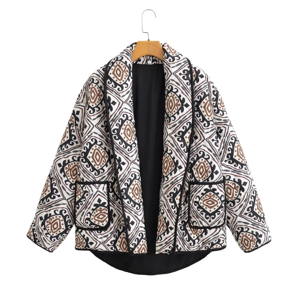 Border Printed Cotton-padded Jacket