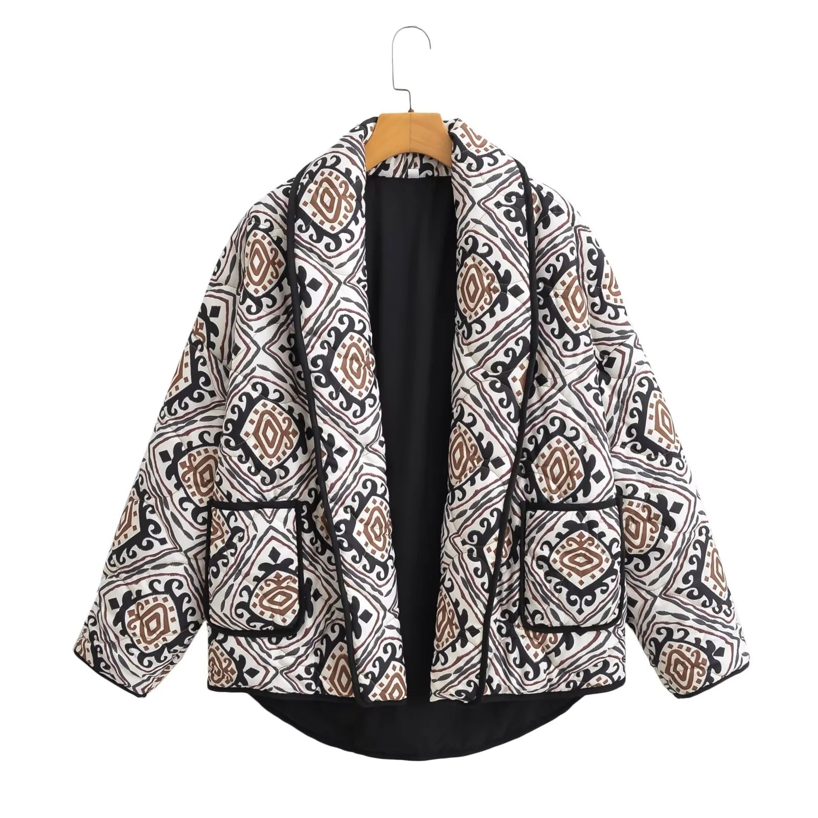 Border Printed Cotton-padded Jacket