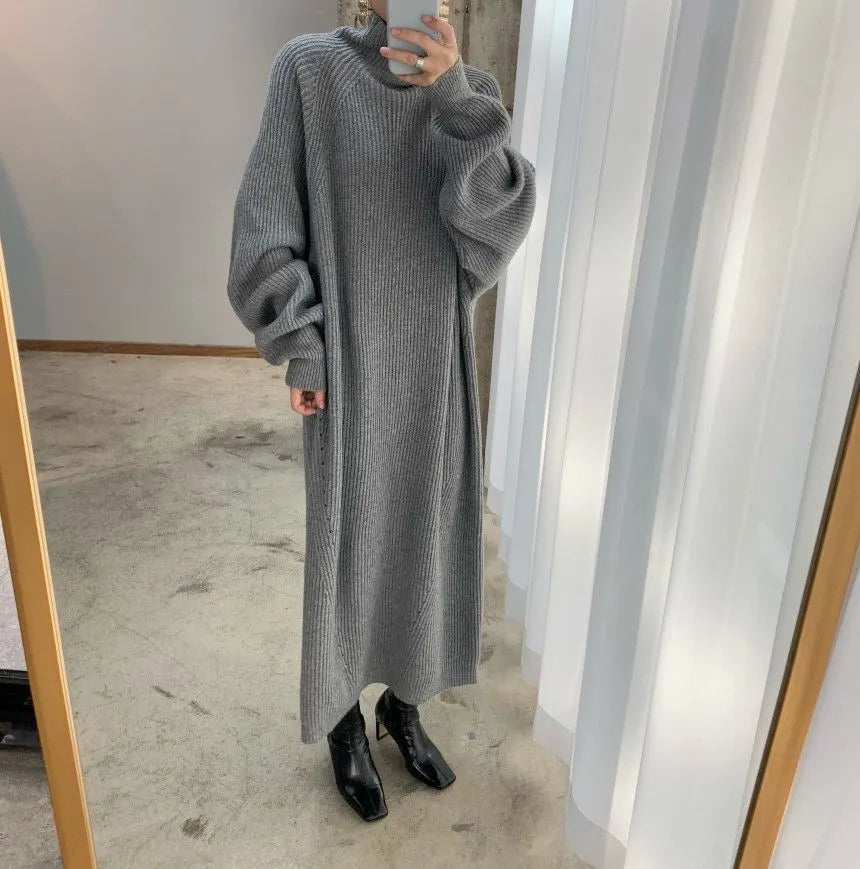 Casual straight sleeve knit dress