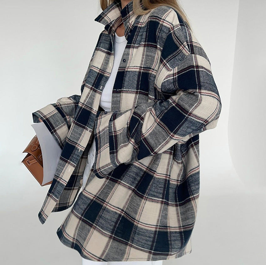 Simple Loose Plaid Shirt
