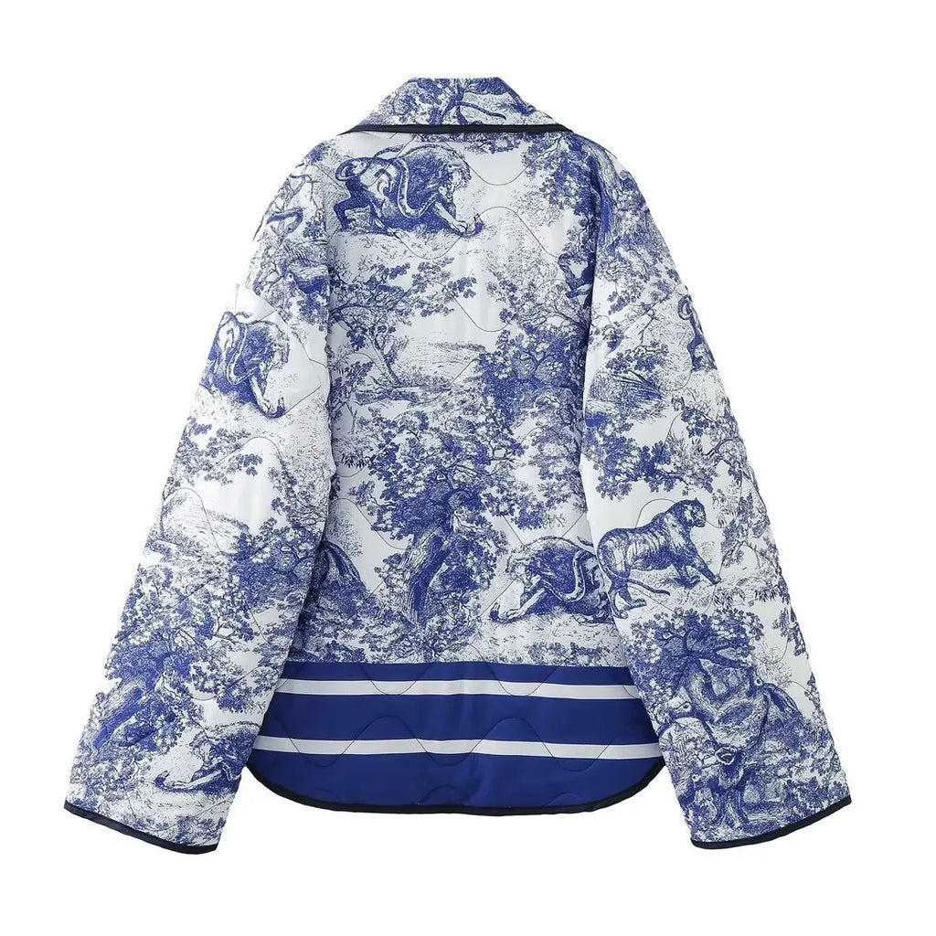 Border Printed Cotton-padded Jacket