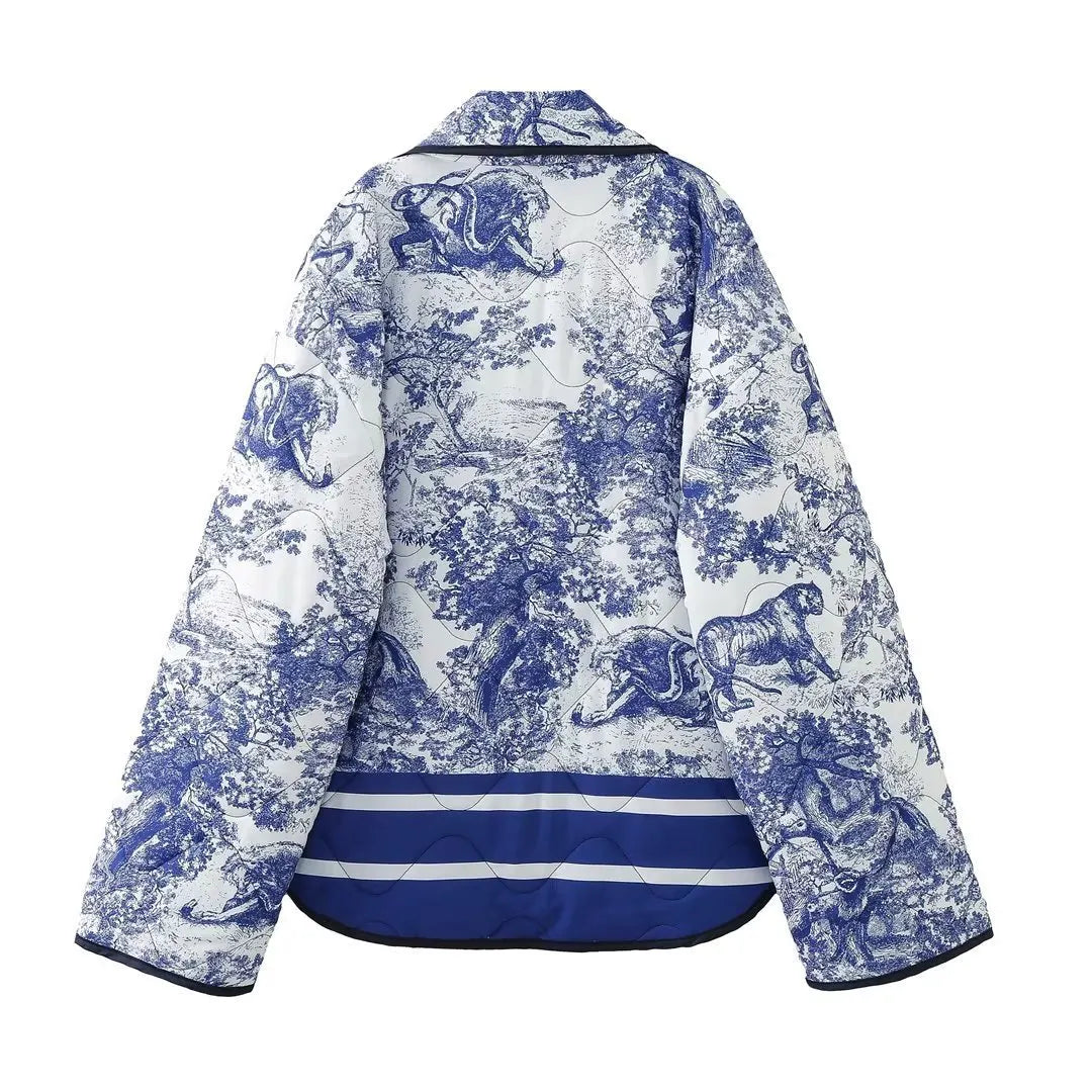 Border Printed Cotton-padded Jacket