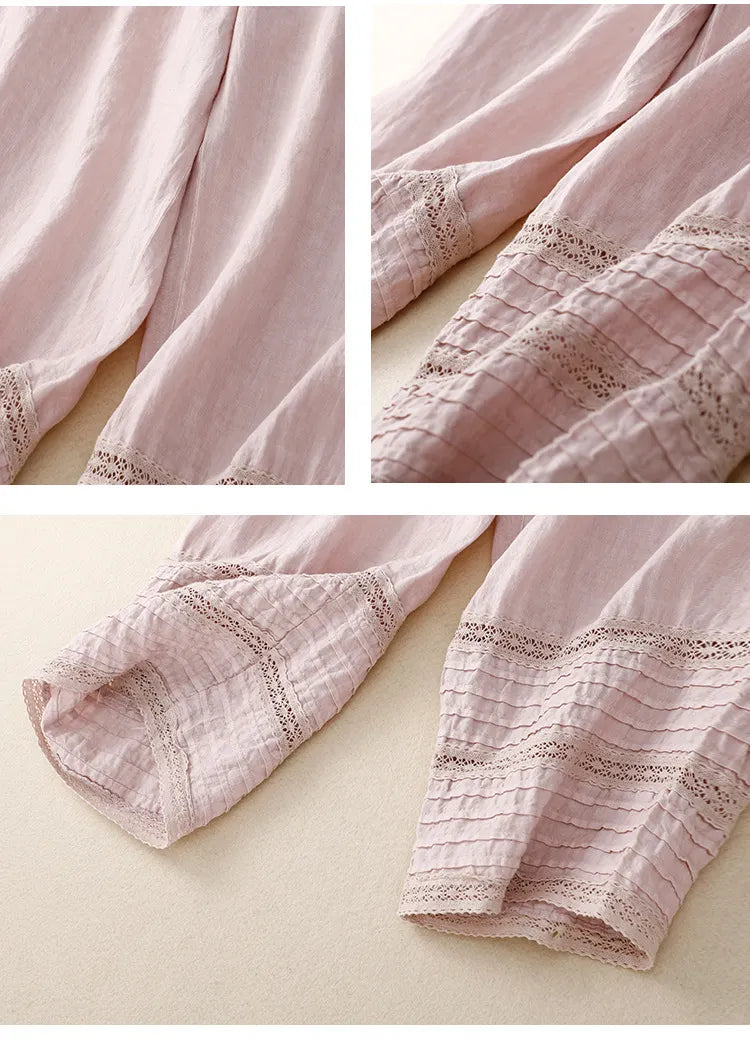 Lace-panel straight-leg wide-leg pants