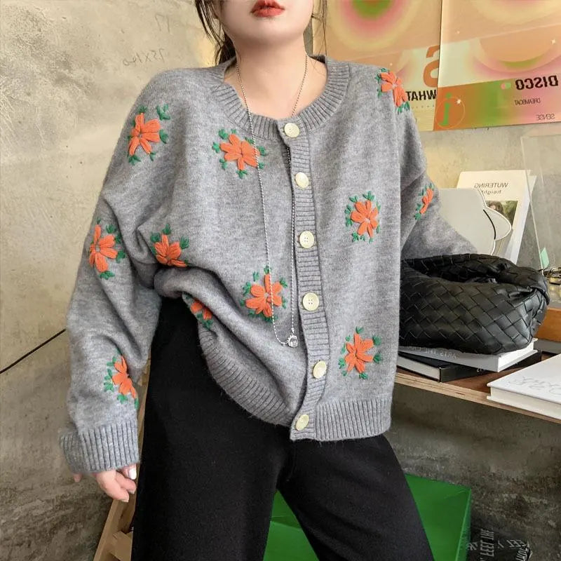 Sweet Daisy Pattern Casual Cardigan