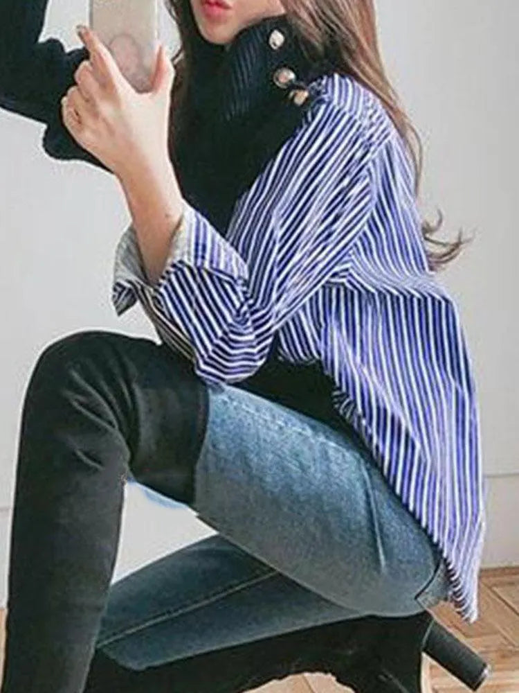 Stylish False Two Pieces Design Sweater Top