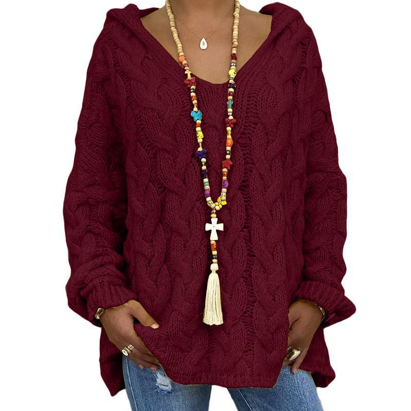 Women's Solid Color Hooded Sweater