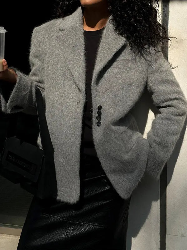 Stylish Lapel Plush Jacket
