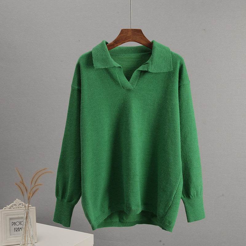 Casual Polo Collar Knitted Sweater