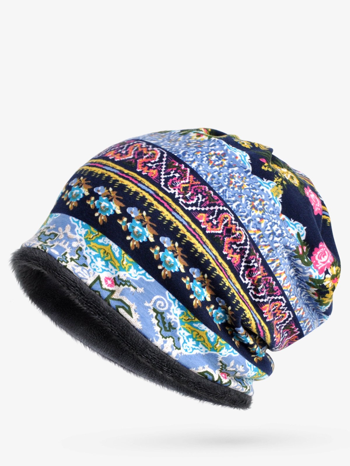 Retro Tribal Printed Fleece Dual Use Scarf Beanie Hat