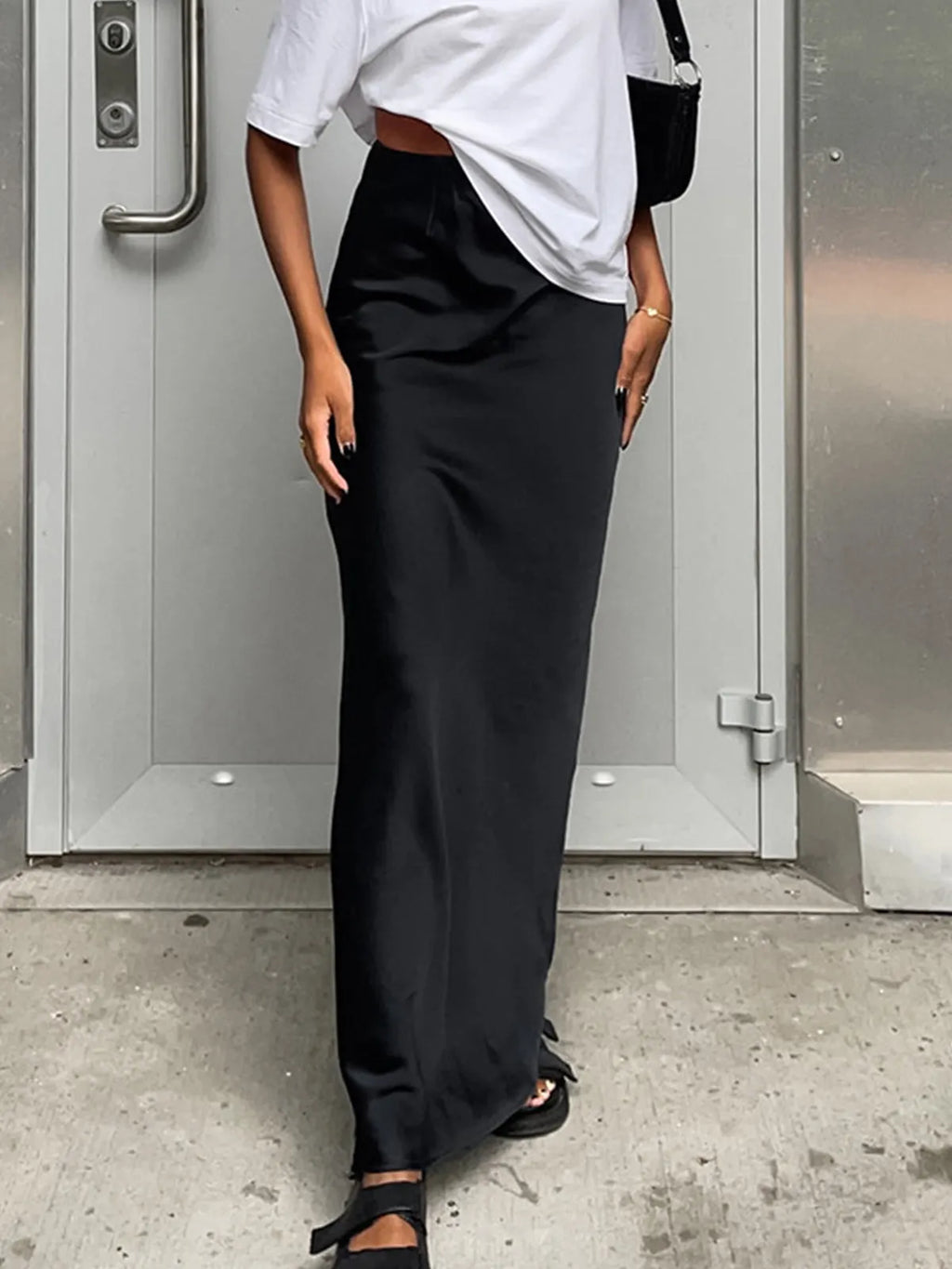 Utility Satin Long Skirt
