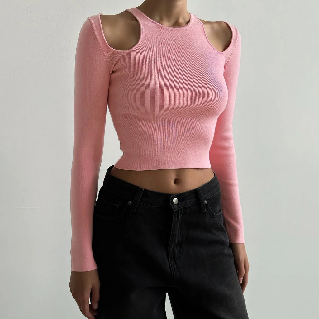 Navel-baring hot girl long-sleeved top