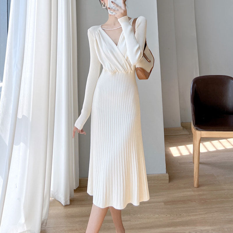 Winter V Neck Slim Casual Dress
