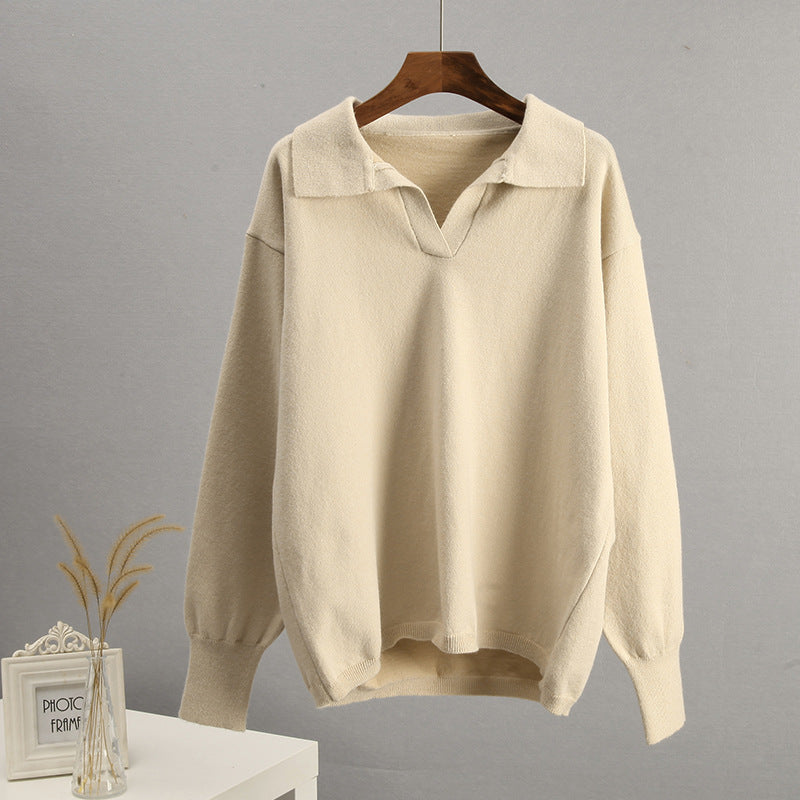Casual Polo Collar Knitted Sweater