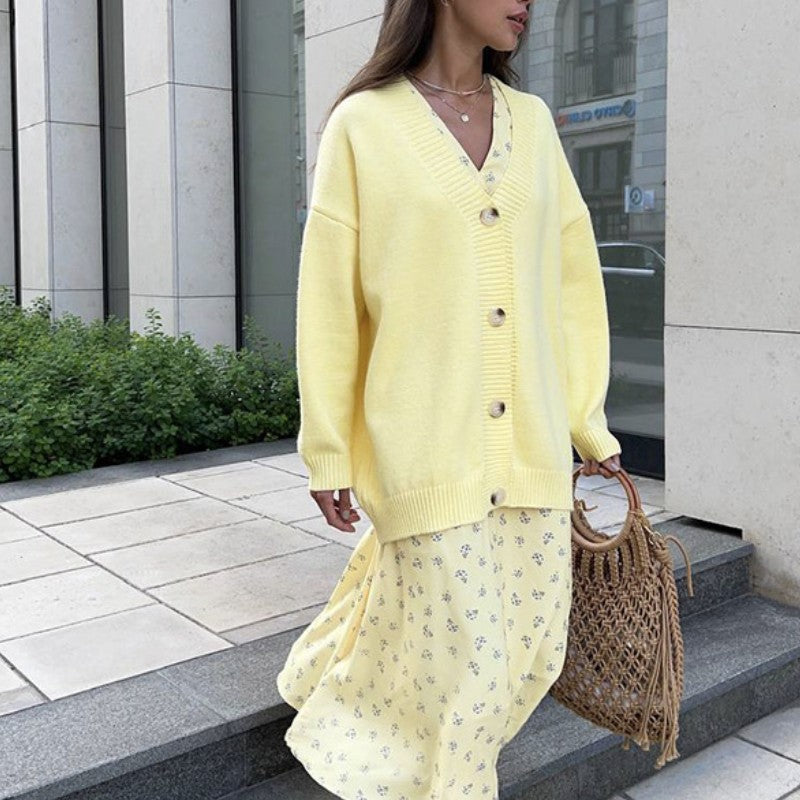 Simple and Loose Sweater Jacket
