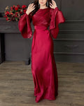 Elegant Split Sleeve Top & Skirt Two-Piece Set