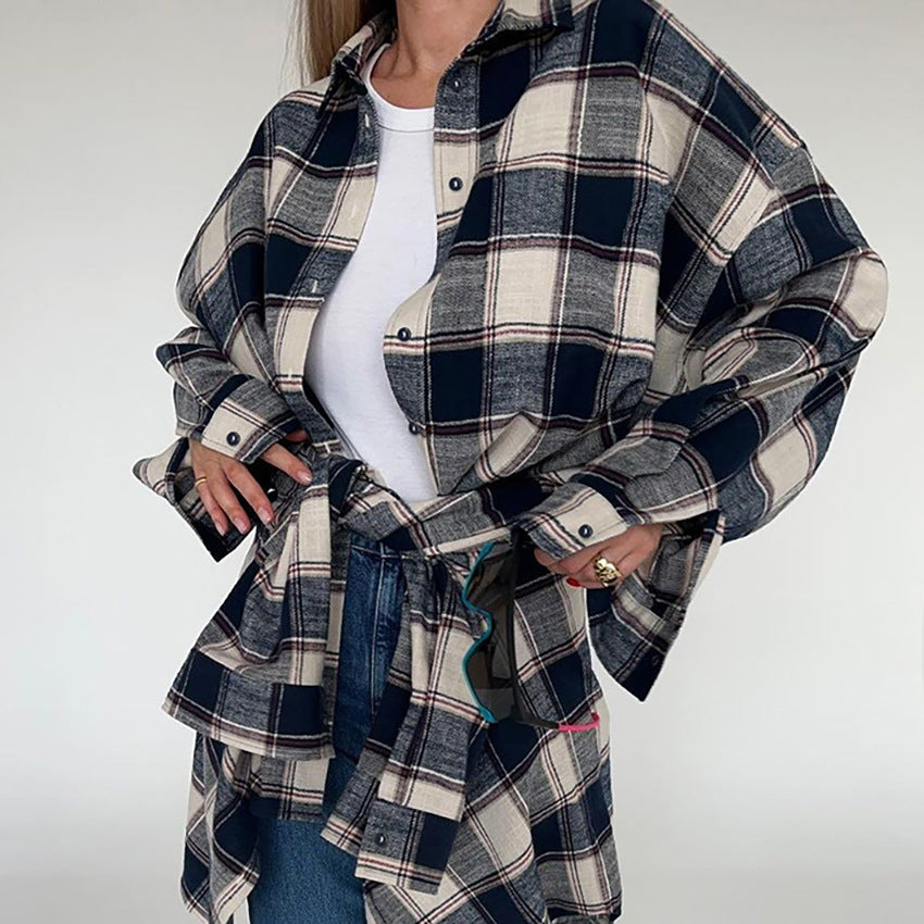 Simple Loose Plaid Shirt