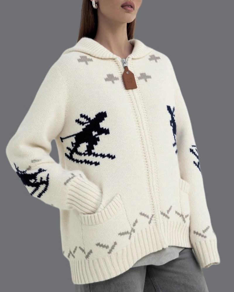 Ski Jacquard Zip Sweater Cardigan