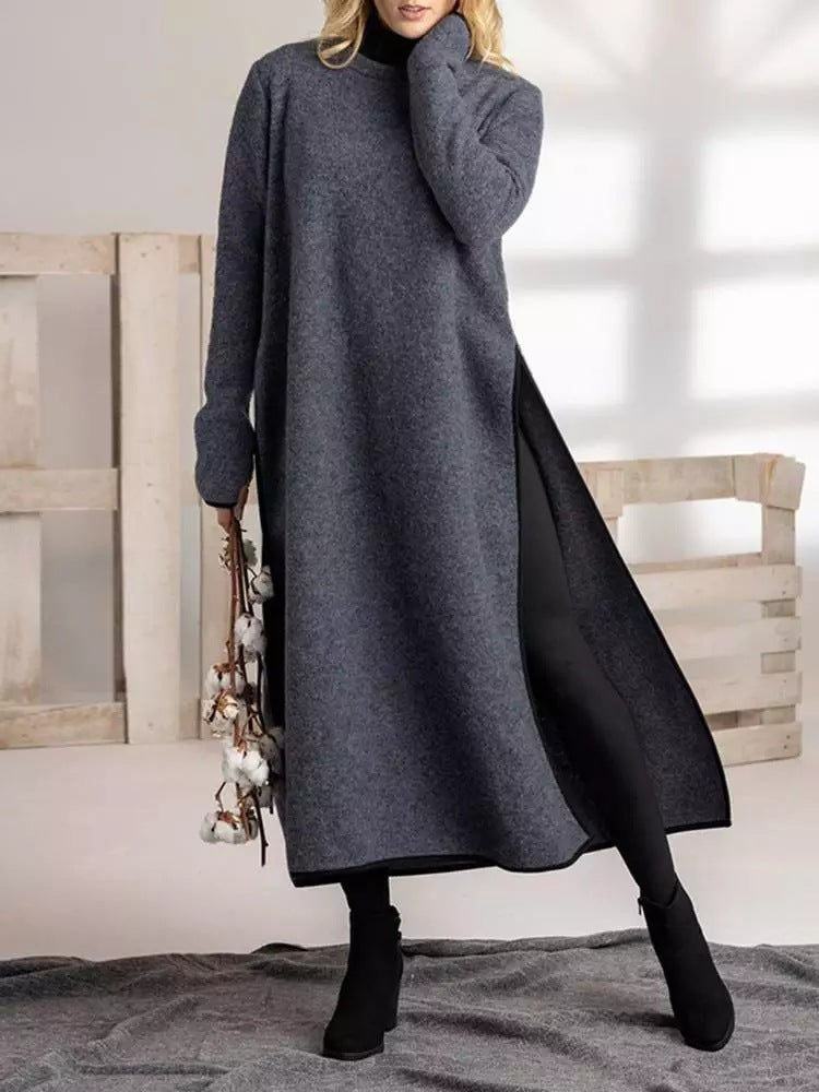 Autumn winter loose plus size knitted lace dress