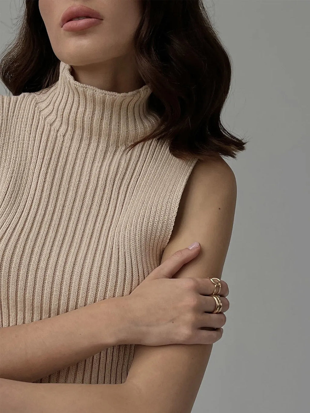 Minimalist Mockneck Rib Tank Top