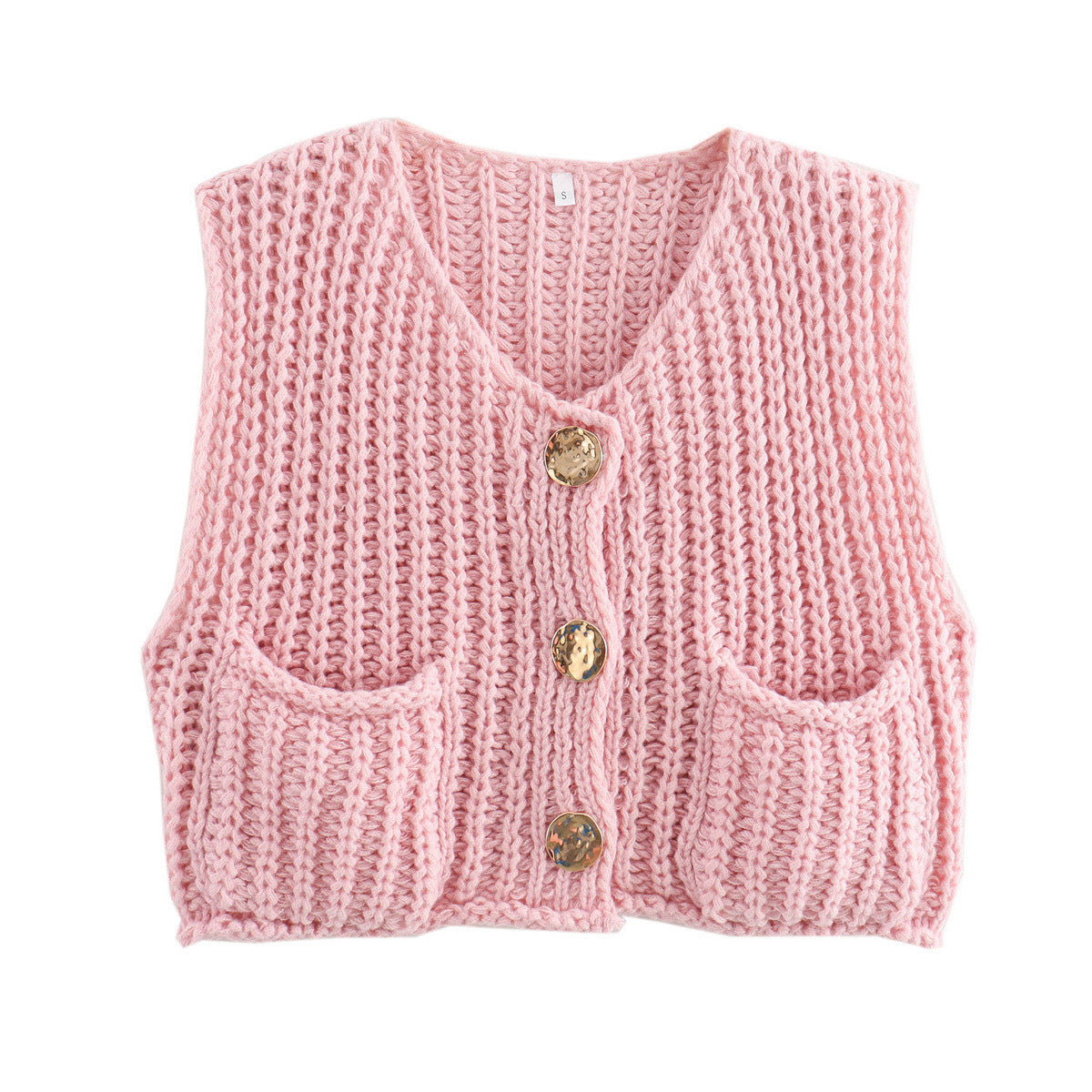 Stylish V-Neck Three-Button Sleeveless Waistcoat