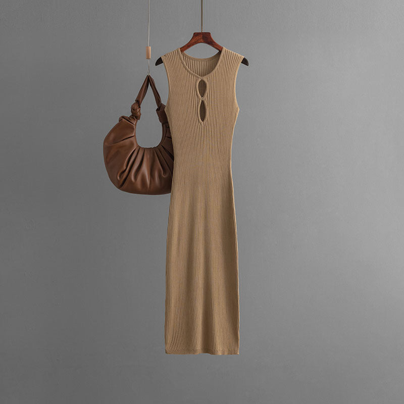 Sexy Hollow Sleeveless Round Neck Slim Fit Dress