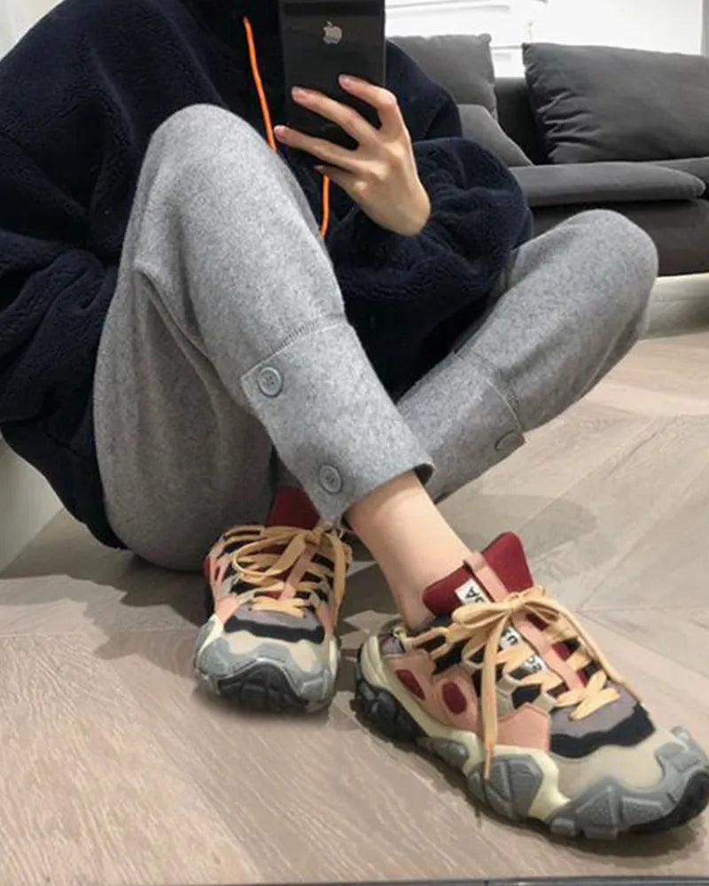 Autumn and winter loose knitted lantern strappy casual pants