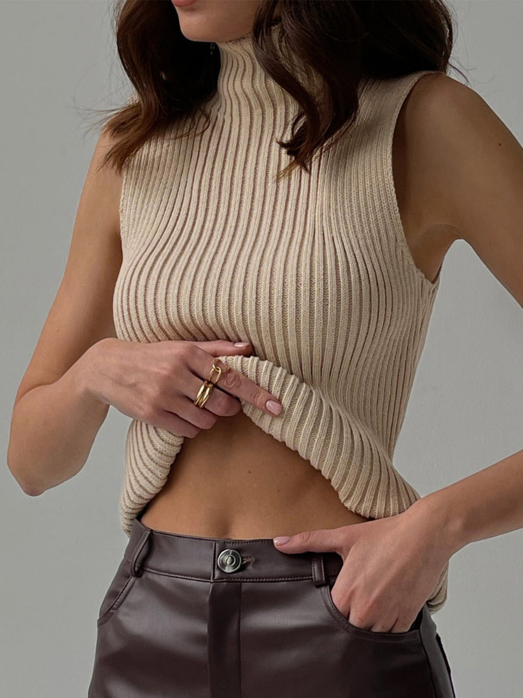 Minimalist Mockneck Rib Tank Top