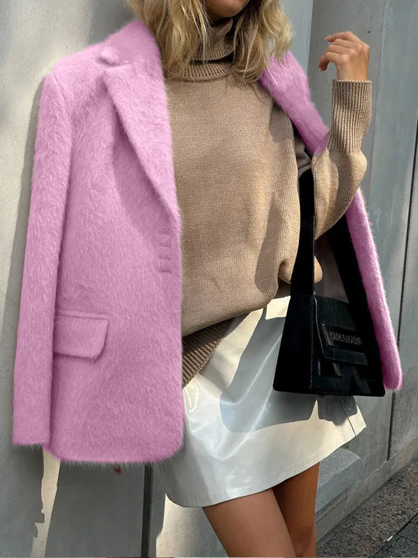 Stylish Lapel Plush Jacket