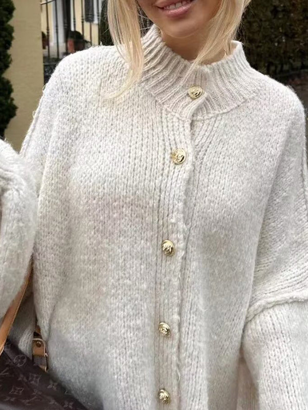 Stylish Solid Color Casual Bat-Sleeved Sweater Jacket