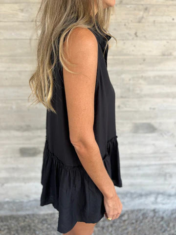 Solid Button-Up Skirt Shirt