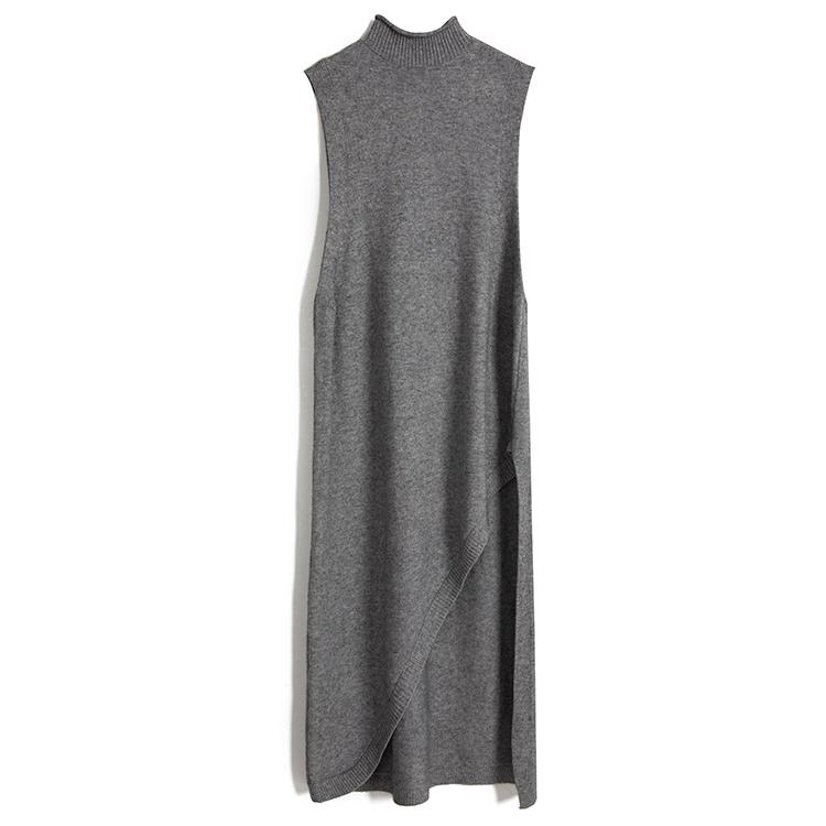 Elegant Solid Color Side Split  Vest Dress