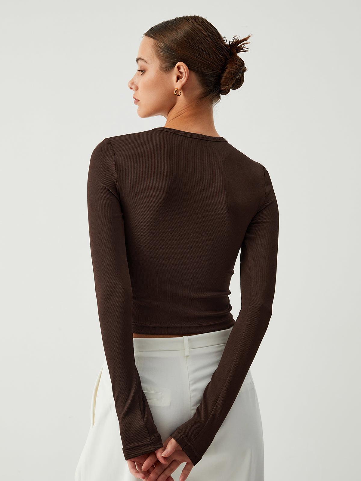 Cocoa Beans Long Sleeve Crop Shirt