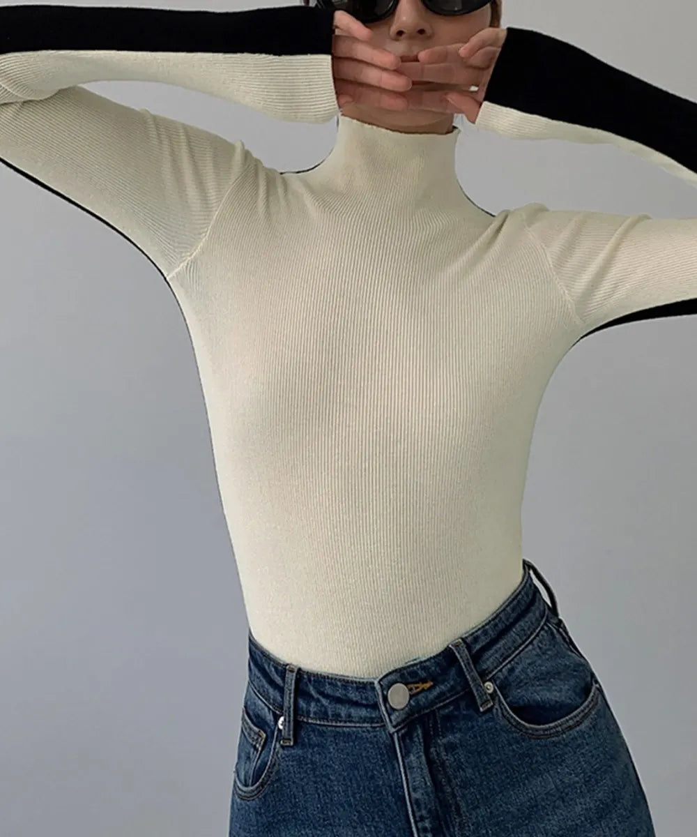 Women's High -necked Color Base Shirt