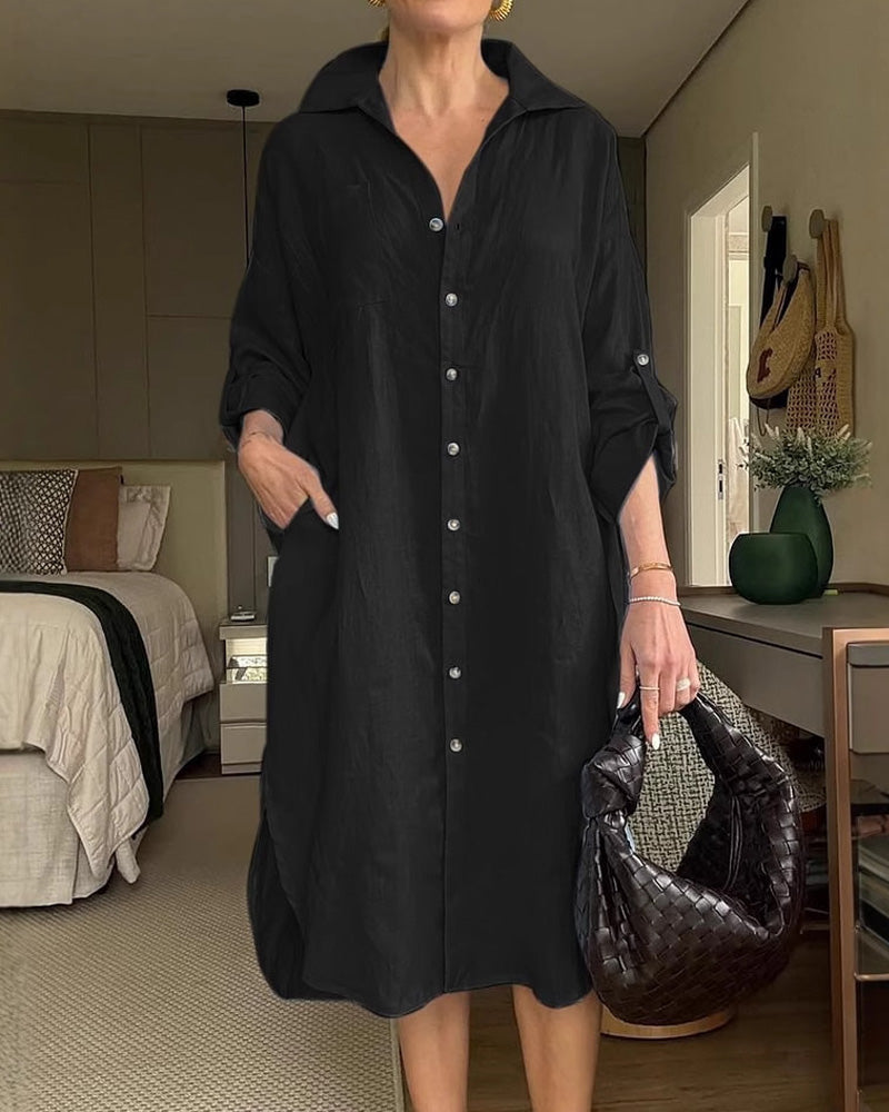 Casual Long Sleeve Shirt Dress