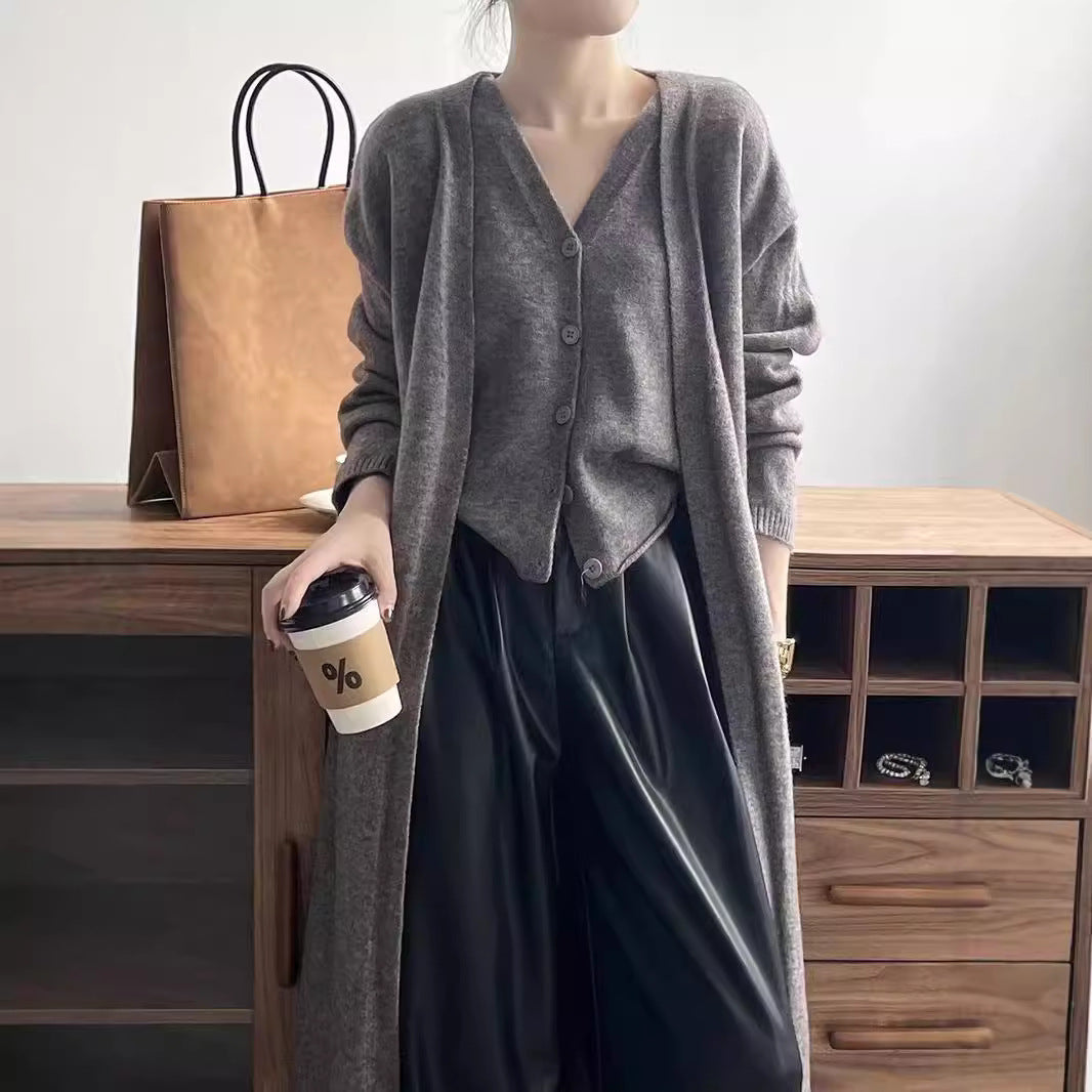 Stylish Soft Knitted Cardigan Vest Two-piece Set