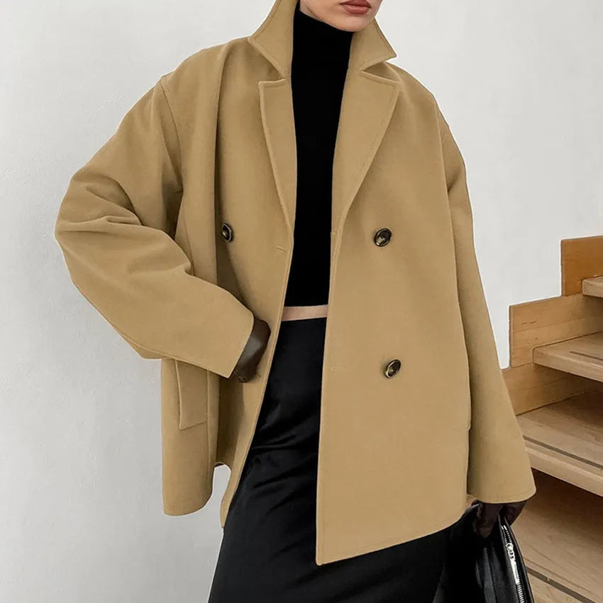 Stylish Suit Collar Woolen Overcoat