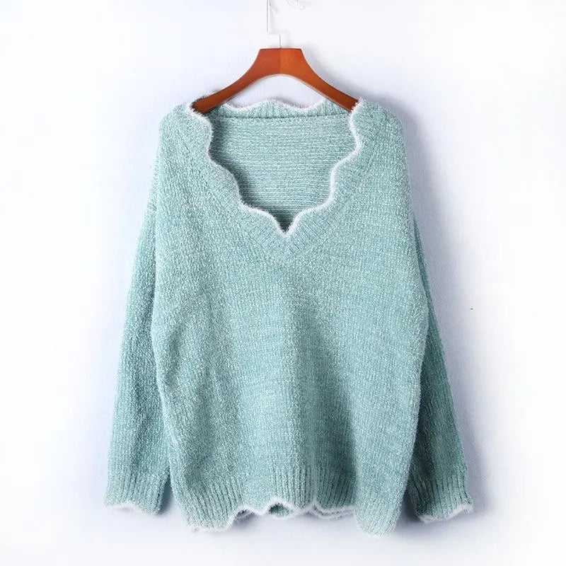 Mohair High Quality Wave Neck Sweater