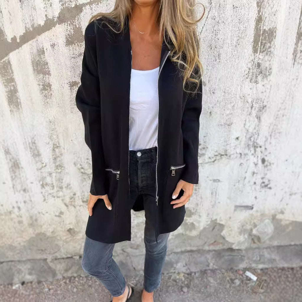 Casual Zipper and Long Hooded Coat