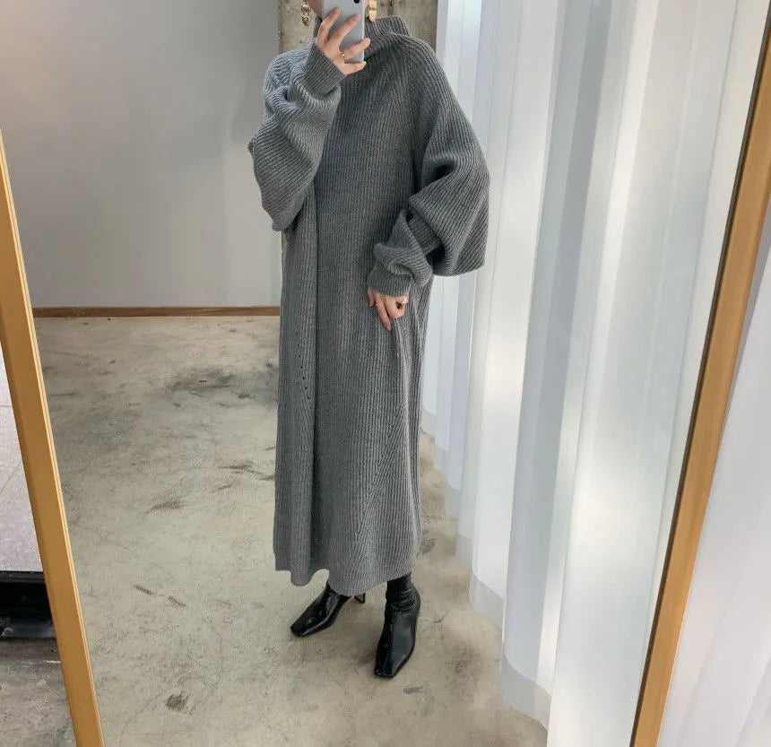 Casual straight sleeve knit dress