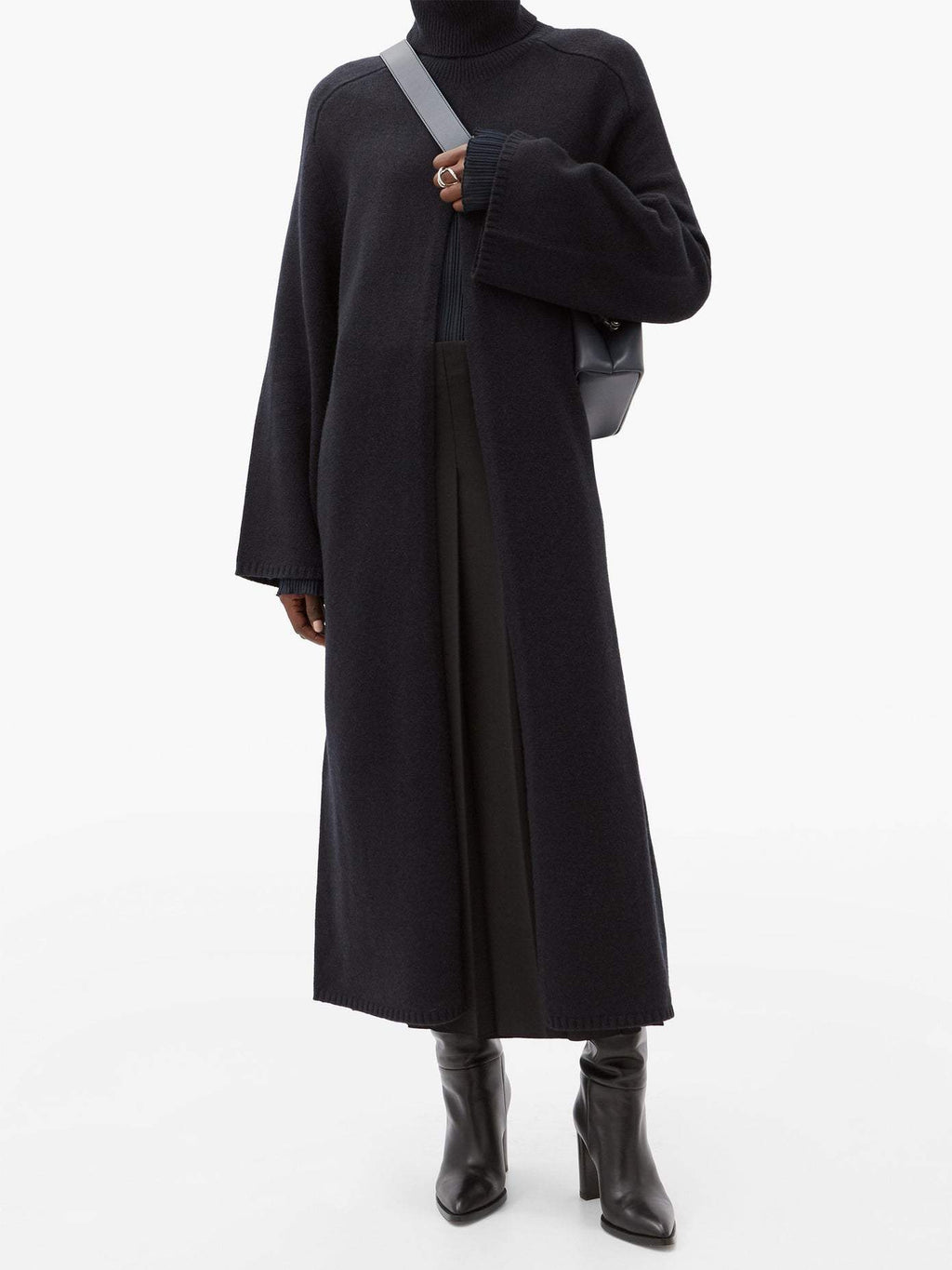 Viviane Slit-Front Wool Sweater Dress