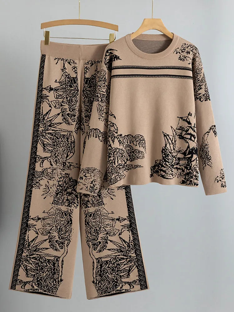Ink Print Sweater Pants Set