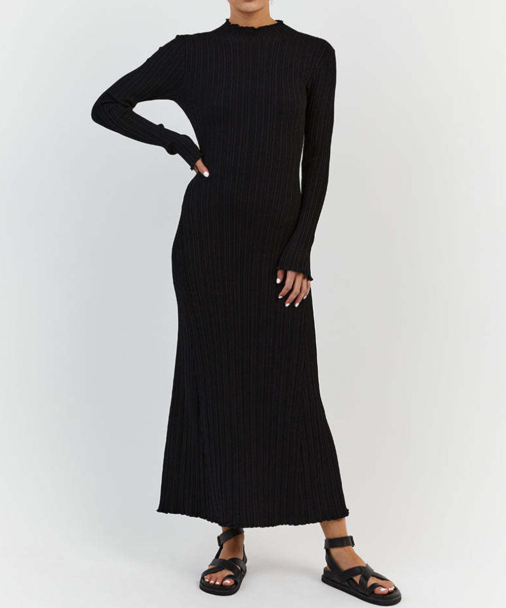 Ruffled Edge Slimming Knitted Dress